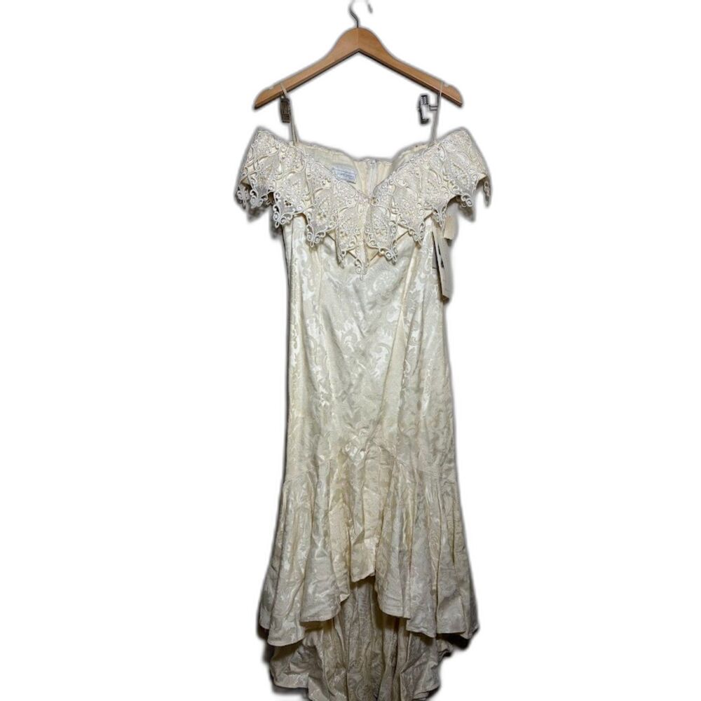 Scott McClintok Dress Deadstock VTG Cream Off White Bridal Lace Elopement sz 14